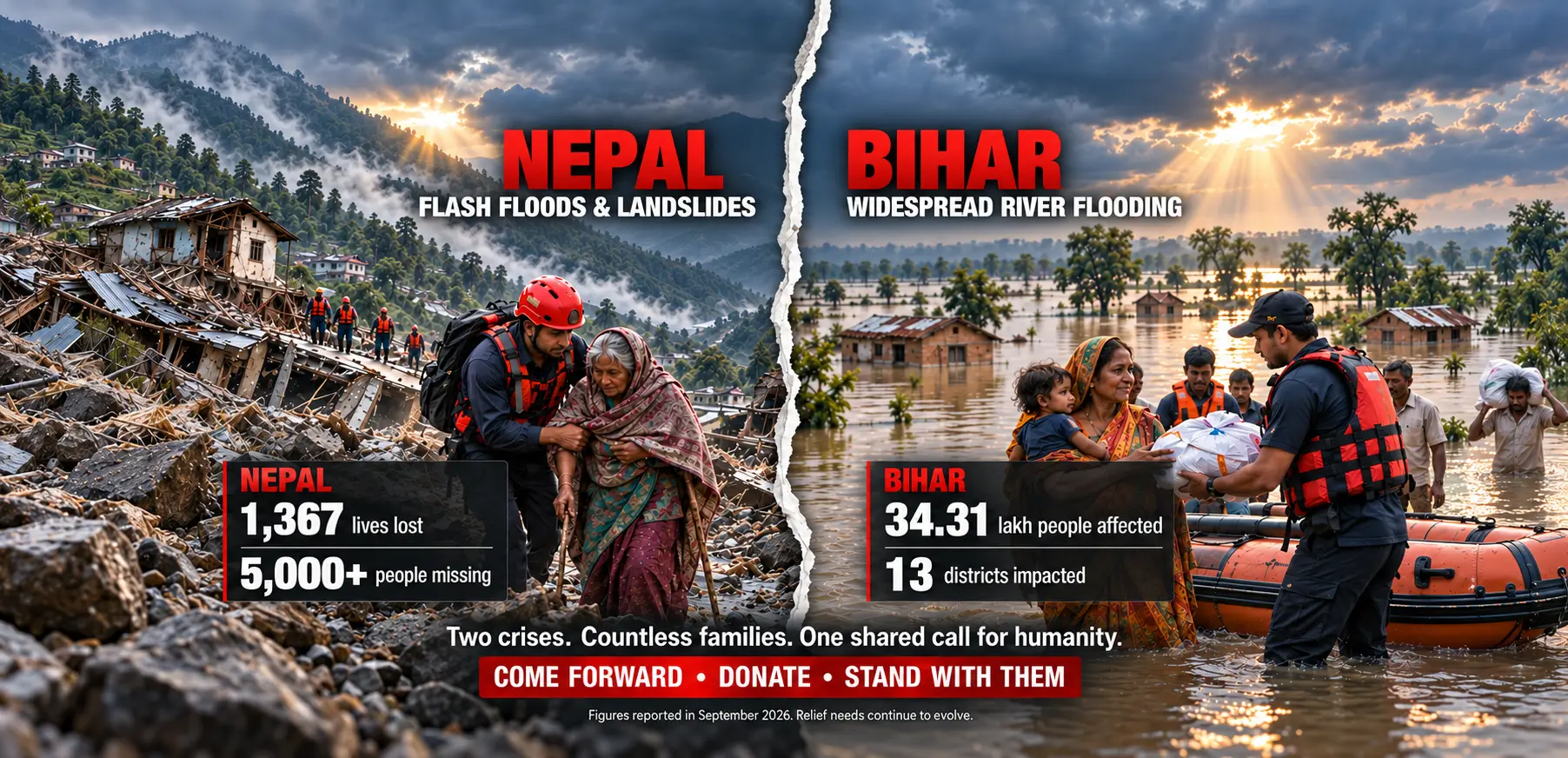 Nepal needs your help. Donate to support urgent flood relief essentials.
